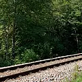 Die Stadtbahnlinie S11 fährt auf den Gleisen in Richtung Ittersbach.