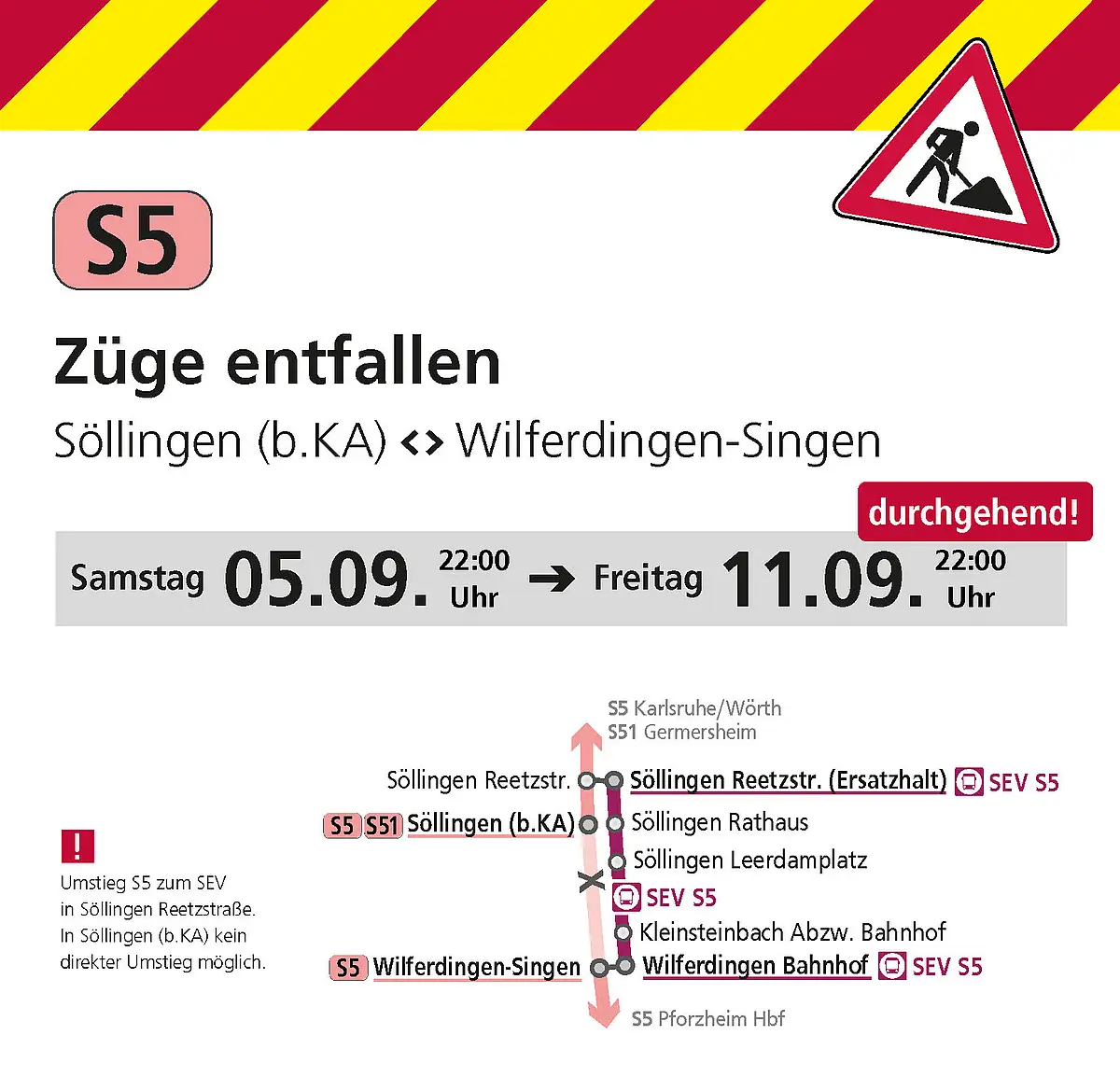 Umleitungsplan der Linien S5/S51