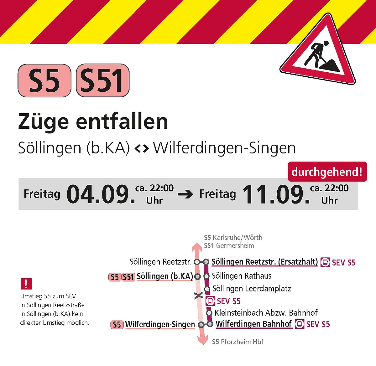Umleitungsplan der Linien S5/S51