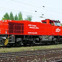 rote Gütertransport-Lok
