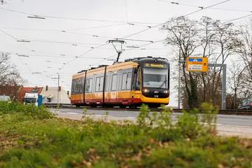 Eine Bahn der Linie S2 auf der Vogesenbrücke.